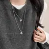 Collar Colgante de Estrella Minimalista Europeo y Americano para Mujer, Cadena de Suéter de Lujo Ligero de Nicho Hip-Hop Ins, Accesorios Versátiles de Otoño e Invierno para Hombre