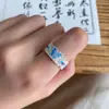 Anillo de Mariposa Esmaltado para Mujer, Nuevo Estilo Chino, Estilo Nacional, Estilo Artístico, Anillo de Mariposa de Ensueño con Filigrana Azul Quemado, Apertura Versátil Ajustable