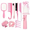 Set de Peines para Peluquería de 27 Piezas del Fabricante Combinación Botella con Spray Continuo Cepillo Masajeador Limpiador para Champú Peine Portátil para Peinar