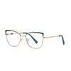 Montura de gafas ojo de gato abierta 3104 para mujer, metal, comercio exterior europeo y americano, espejo plano, patilla de tirachinas, montura óptica anti luz azul