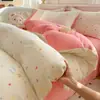 Juego de Cuatro Piezas de Terciopelo de Leche Espeso Fresco y Sencillo, Juego de Tres Piezas con Funda Nórdica de Vellón de Coral de Doble Cara, Sábana Plana, Sábana Ajustable para Invierno