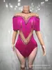 Roupa Sexy de Franjas Sete Cores com Borlas para Dança Latina, Roupa Apertada para Prática, Fantasia para Festa de Aniversário, Performance de Palco