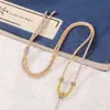 Corda para Colar de Oito Fios Tingida em Degradê, Cordão de Pingente Multicor Trançado, Colar com Pingente de Jade Ajustável, Corda de Colar Enrolada à Mão em Dourado