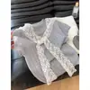 Conjunto de Verano para Mujer: Nueva Camiseta Casual de Manga Corta con Chal, Falda Corta con Volantes de Encaje y Patchwork de Encaje para Primavera