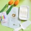 Plato Desechable para Pastel Set de Vajilla para Pastel de Cumpleaños Plato de Papel con Tenedor Ondulado Plato Desechable para Postre Picnic de Primavera