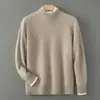 Suéter de Lana 100% para Hombre Baicai Rong Cuello Medio Grueso Otoño/Invierno Estilo Nuevo Casual de Negocios Ropa de Punto Suéter de Punto Holgado