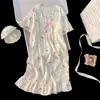 Bata Coreana de Verano para Mujer, Algodón Nube, Ropa de Casa de Manga Corta para Niños, Bata Suelta de Dibujos Animados Lindos, Pijama de Mujer, Verano