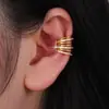 Venta Directa de Fábrica Producto Nuevo Clip para Hueso del Oído Sin Perforación Incrustado con Circonita Múltiples Capas Elegante Exquisito Clip de Oreja de Mariposa Galvanizado en Oro Real
