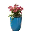 Vasos de flor de fibra de vidro coloridos em formato redondo para decoração de varanda, terraço de apartamento de hotel, vasos de flor grandes para exterior feitos sob medida