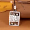 Collar Artístico de Plata Vintage con Colgante de Ábaco de Plata Pura 999.9 y Colgante Cuadrado de Loto Cien Bendiciones para Mujer
