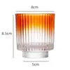 Copo de Vidro para Vela de Parede Grossa de Camada Dupla Fundo Espesso Suporte para Vela de Aromaterapia Estilo Europeu Friso Vertical Copo de Vidro para Vela de Parede Grossa Copo de Vidro para Vela com Fundo Curvo