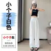 Foto real dos novos calças pantalona de linho Tencel para o verão de 2026, calças casuais de algodão e linho com proteção solar, cintura alta, modelagem slim, de seda gelada para mulheres