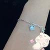 Pulsera con Colgantes de Perro y Gato de Dibujos Animados Lindos para Mujer, Estilo Dulce, Joyería de Mano Creativa para Niñas, Regalo para Novias y Parejas
