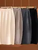 Novo Outono/Inverno Malha 100% Lã Pura Saia Midi com Fenda Feminina Cintura Alta para Trabalho Emagrecedora Quente Justa ao Corpo