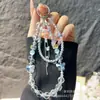 Cordón para Teléfono Cadena para Teléfono Venta al por Mayor Colgante de Mariposa Cadena Corta de Perlas Lanyard para Funda de Teléfono Colgante de Cristal