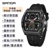 Reloj de Negocios para Hombre Sanda Moda Tendencia Luminoso Resistente al Agua Pantalla Dual Correa de Acero Forma de Barril Reloj Electrónico Multifuncional