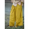Pantalones Casuales Versátiles Cómodos de Algodón Amarillo Nápoles de Alta Textura Originales Pantalones de Zanahoria Verano Pantalones Ligeros de Linterna