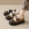Sapatos de Couro com Solado Grosso para Mulheres 2026 Novos Mocassins Outono e Inverno Estilo Britânico Retrô Sapatos Femininos Sapatos de Algodão Quentes com Forro de Lã