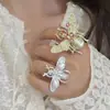 Anel Aberto de Metal Cor Aurora Borboleta Abelha Diamante Estilo Ins Europeu e Americano Anel Animal Personalizado Estilo Picante de Leite