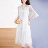 Fábrica de Origem [Oferta por Tempo Limitado] Vestido 100% Seda de Amora para Mulheres, Elegante e Valoriza a Pele, Cor Sólida, Vestido que Marca a Cintura 3178
