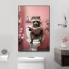 Póster divertido de animales, perro humorístico leyendo periódico, lienzo artístico, pintura decorativa para baño.