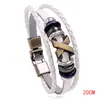 Pulseiras de Couro com Contas Simples de Venda Quente Atacado Europeias e Americanas, Pulseiras Personalizadas e Versáteis com Pregos X para Homens e Mulheres, Pulseiras de Couro Modernas
