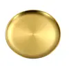 Prato de churrasco de aço inoxidável estilo coreano camada única disco dourado espesso prato de sobremesa prato de buffet prato ocidental prato de churrasco