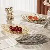 Plato de Frutas Creativo Transfronterizo, Plato Transparente de Lujo Ligero para Hogar con Eliminación de Huesos, Plato de Grado Alimenticio para Snacks y Postres, Plato de Frutas de Lujo Ligero para Restaurante