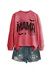 Amazon eBay sitio independiente moda casual mujer mama encaje araña otoño e invierno nueva sudadera de manga larga para comercio exterior