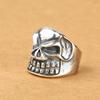 Venta al por mayor, joyería de plata esterlina S925, tendencia de moda, anillo de plata tailandesa, anillo de calavera fruncida, anillo de dedo personalizado retro para hombres