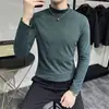 Camiseta Básica de Cuello Alto Derong para Hombre en Otoño e Invierno, Camiseta Térmica de Manga Larga para Hombre de Terciopelo por Ambos Lados