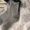 Calcetines Blancos de Encaje Personalizados para Mujer, Media Pantorrilla, Algodón Delgado de Verano, Borde con Volantes Florales, Diseño Personalizado, Zhuji
