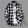 Camisa Xadrez Preto e Branco Masculina Primavera e Outono Estilo Coreano Moda Primavera e Outono Jaqueta Casual Tendência Solta Manga Longa