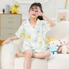 Pijama Nuevo para Niñas 2025 Verano Delgado Manga Corta Niños Niñitas Verano Bebé Conjunto Ropa para Casa Exterior