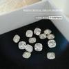 Broca para uñas de circonita grande con base plateada, adornos en forma de roca cuadrada blanca, azúcar, base puntiaguda ovalada, broca para uñas con forma especial