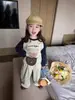 Conjunto de Niña 26 Otoño Nuevo Estilo Coreano Ropa para Niña Pequeña Color Sólido Bebé Sudadera con Estampado de Oso Pantalones Casuales Moderno