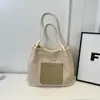 Bolso tote tejido retro estilo Ins, bolso de paja con tema vacacional, bolso de hombro, bolsa de compras de gran capacidad, bolso de playa de color block de moda