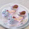 Zapatos de Princesa para Niñas 2026 Verano Nuevo Estilo Zapatos de Princesa con Lazo y Pedrería para Niña Sandalias de Tacón Alto con Suela Suave y Lentejuelas