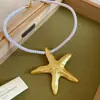 Queda de Estrelas da Maré~Conjunto de Colar e Brincos Estrela Gota de Óleo Agulha de Prata, Estilo Férias Fresco e Doce, Joias Deslumbrantemente Bonitas para Mulheres