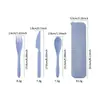 Juego de Cubiertos Portátil de Paja de Trigo Transfronterizo de Tres Piezas: Cuchillo, Tenedor, Cuchara. Juego de Regalo para Estudiantes y Trabajadores de Oficina. Venta Directa del Fabricante.