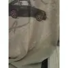 DestaqueVocê Correu 26 Novo Estilo Outono Inicial Linho Algodão Lavagem com Enzima de Ar Estampa de Carro Esportivo Retrô Camiseta Oversized de Manga Curta