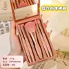 Set de brochas de maquillaje de viaje portátil nuevo listo para usar del fabricante con espejo, brocha para polvos de cerdas suaves, brocha para sombras de ojos, herramienta de belleza