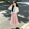 Conjunto de Falda Nuevo de Verano 2026 para Niñas, Delicado Vestido de Princesa de Manga Corta, Conjunto de Dos Piezas para Niños Mayores, Moderno