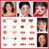 Adesivos de Ano Novo 2026 Maquiagem de Dia de Ano Novo Adesivos Faciais Ano do Cavalo Desenhos Animados Pintados Adesivos de Tatuagem de Água Blush Decoração de Formatura