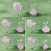 Celebridade da Internet Estilo Ins Brilho Fino Resina Rosa Tarraxas de Orelha Estilo Mori Flor Fresca Presilha de Orelha Simples Exquisita Brincos Femininos