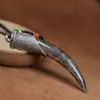 Lámpara que sopla fantasmas Talismán de toque dorado Pezuña de burro negra Incrustada Plata del Tíbet Collar de Tomb Raider para Hombres y Mujeres Joyería de Diente de Garra