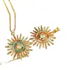 Joyería para Mujer con Microincrustaciones de Cobre de Venta Caliente Transfronteriza Hip-hop Personalidad Colgante de Gota de Aceite Flor de Sol Accesorios de Collar Elegantes