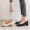 Zapatos Cuadrados de Primavera y Otoño para Mujer 2026 Verano Nuevos Estilo Francés Elegantes de Sociedad Tacón Medio Tacón Grueso Zapatos de Tacón Alto Bajos para Mujer