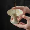 Incensário de cerâmica pintado à mão com design de osmanthus, de pé alto, para display de incenso na mesa de chá, porta-incenso estilo chinês para uso doméstico, evita que as cinzas caiam