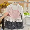 Nuevo Conjunto de Pantalones Casuales con Estampado Floral Estilo Coreano para Niñas Otoño Ropa para Bebés Niñas Moda Elegante Ropa Infantil Tendencia